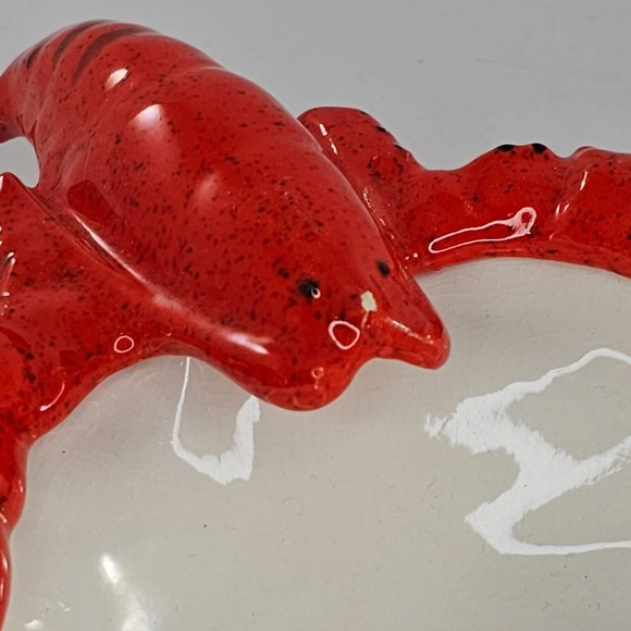 Lobster Dish Bowl Shell Clam Scalloped Red White Ceramic *Chipped* - Picture 8 of 11